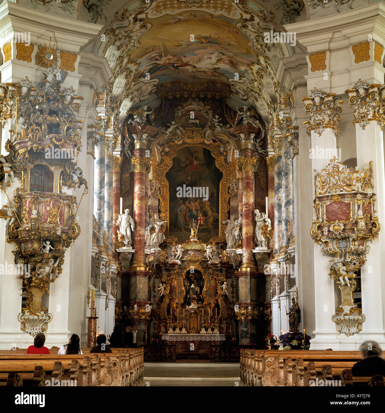 Innenansicht Der Wieskirche Hochaltar Barock Steingaden - 