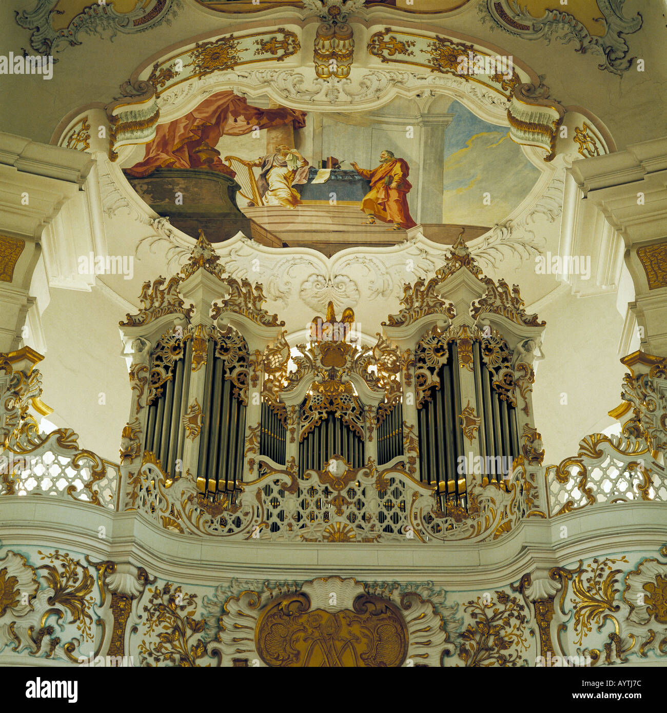 Wieskirche, Orgelprospekt, Barock, Steingaden, Oberbayern Stock Photo