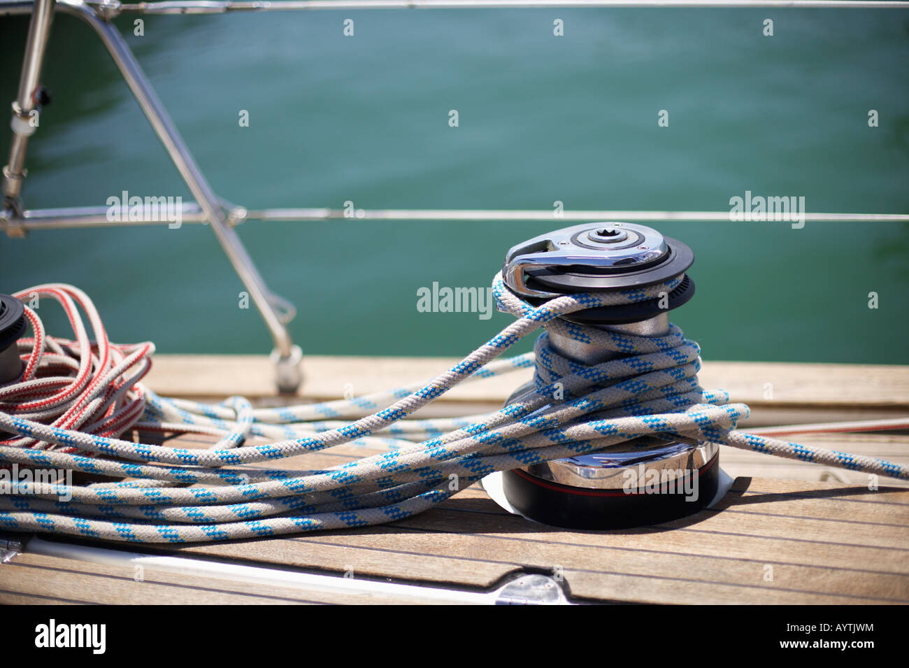 Winch on a boat Stock Photo Alamy