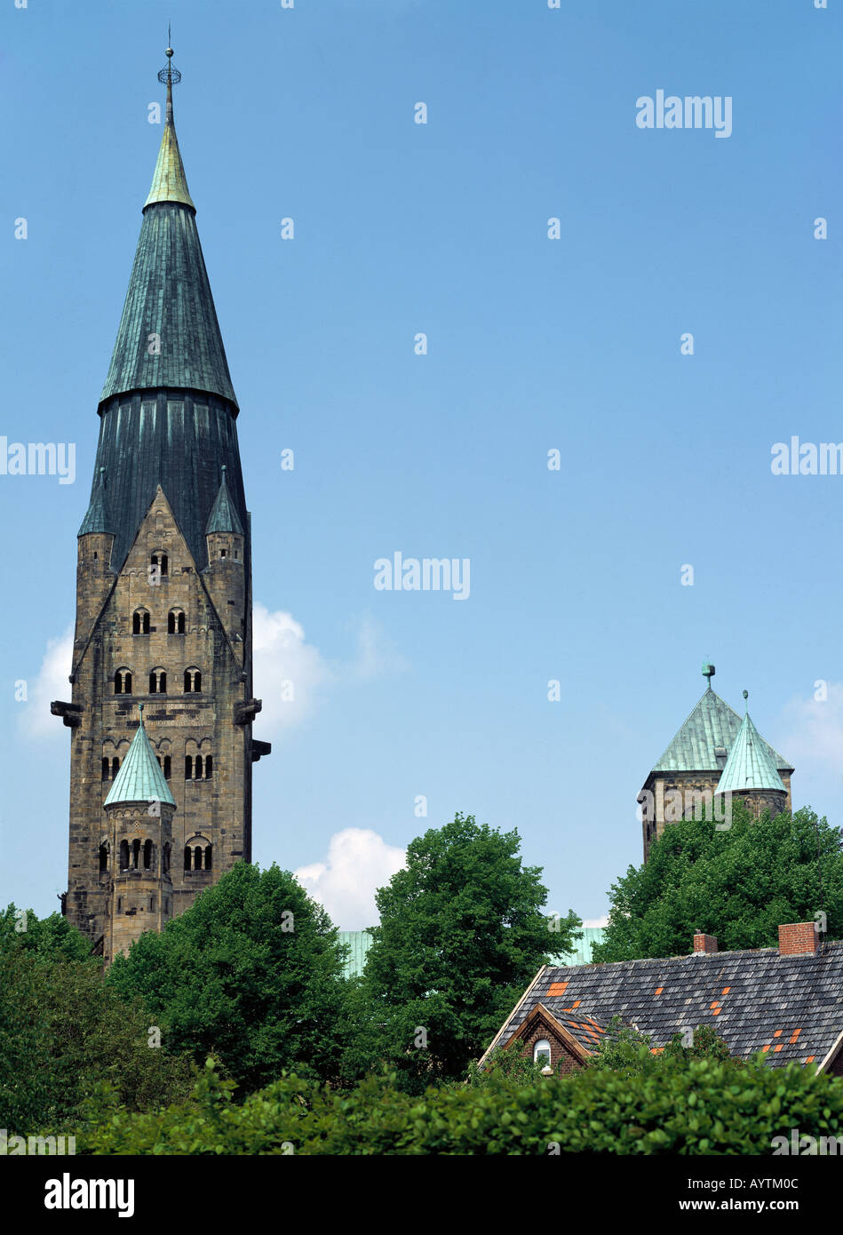 Kirche, Kirchturm der Antonius-Basilika, hoechster Kirchturm im Muensterland, Rheine, Muensterland, NRW Stock Photo