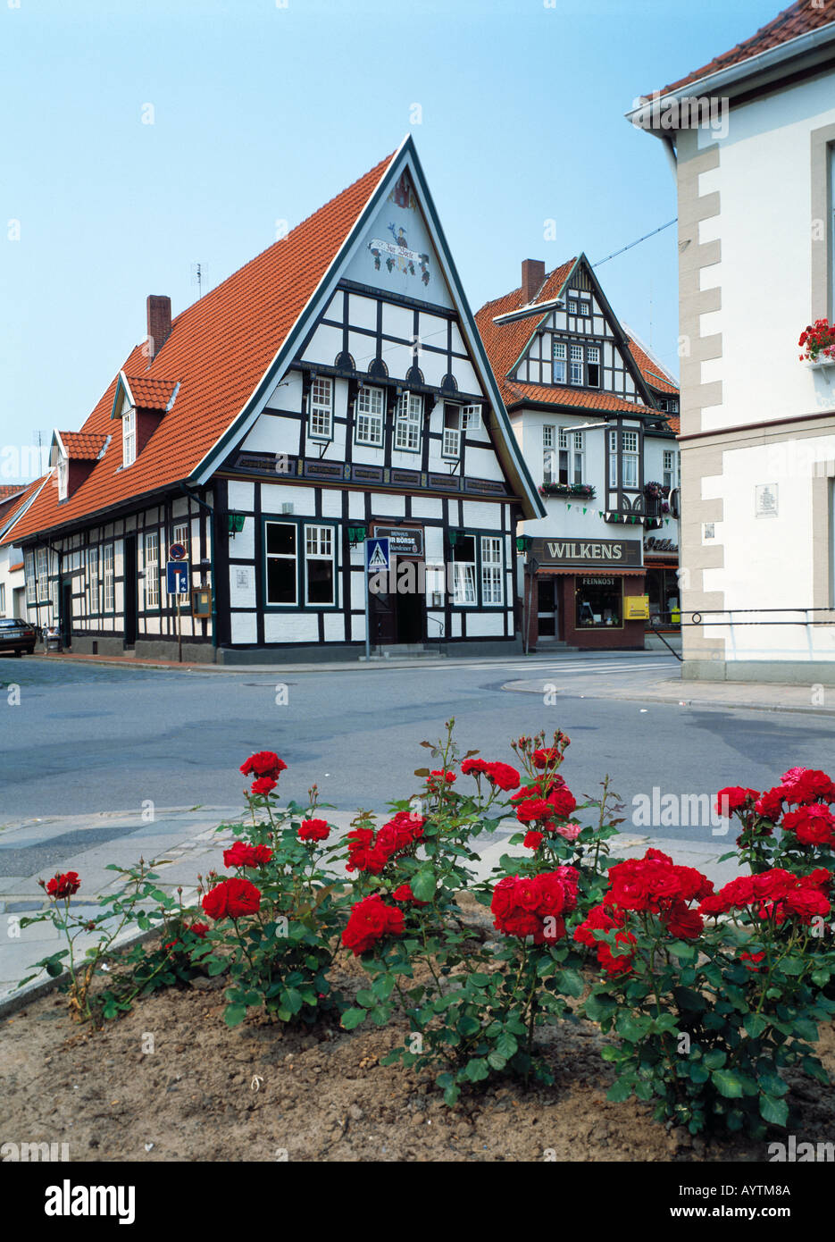 Fachwerkhaeuser am Marktplatz in Quakenbrueck, Hase, Artland, Oldenburger Muensterland ...