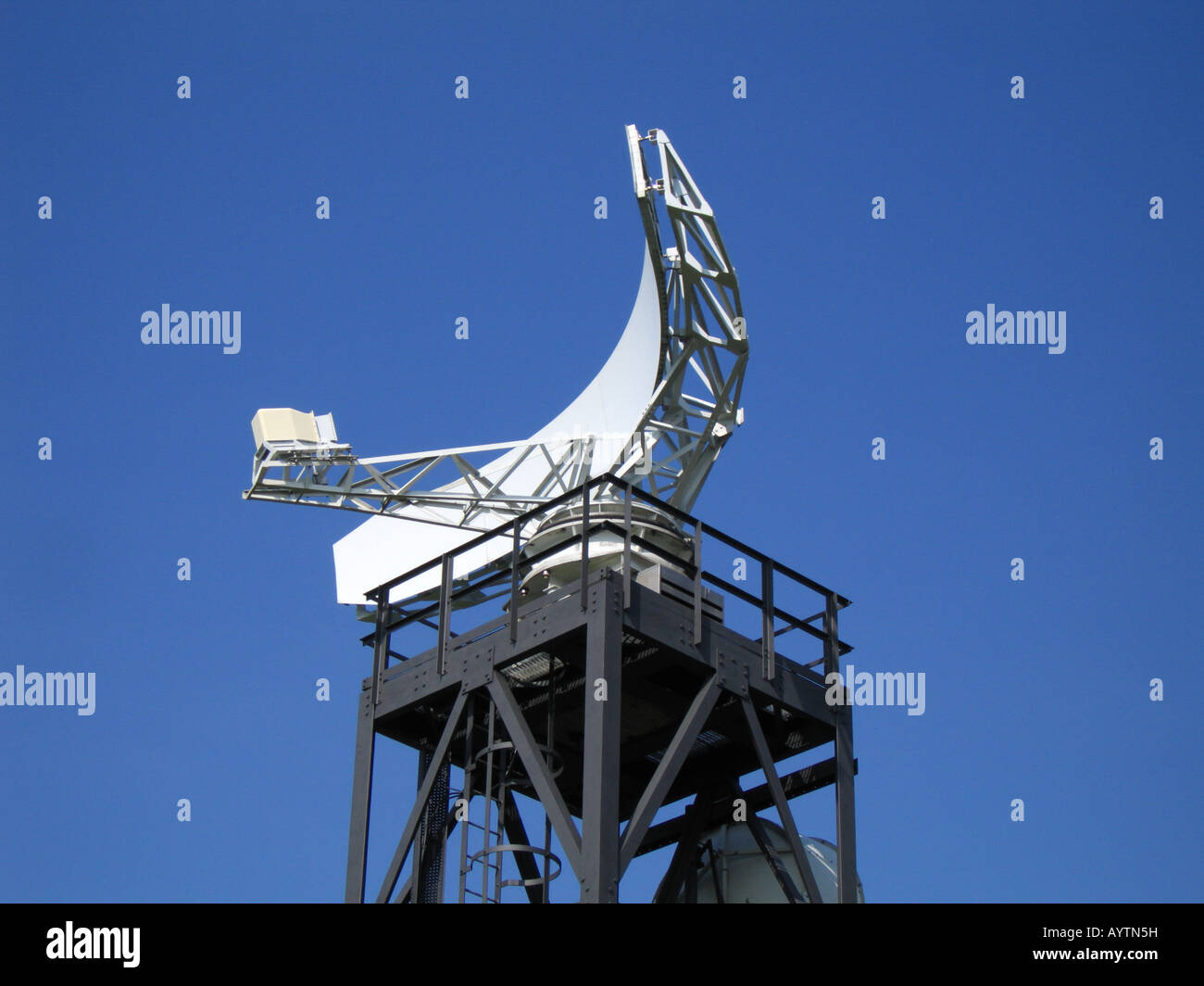 Radar tower and dish Coastguard Station Fairlight Hastings Sussex England UK Stock Photo