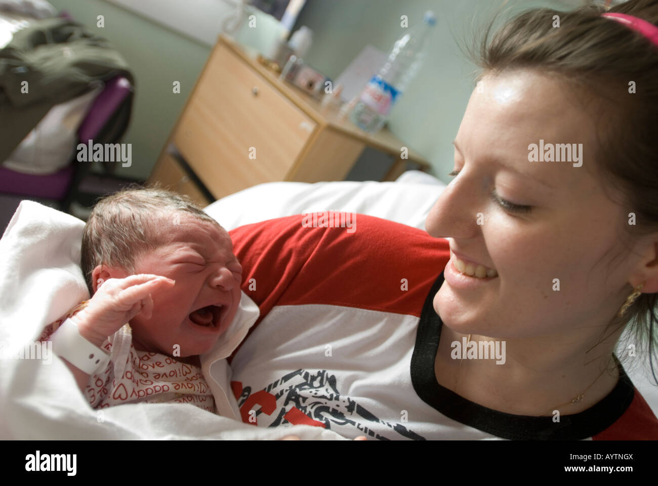 Mum screaming newborn baby hi-res stock photography and images - Alamy