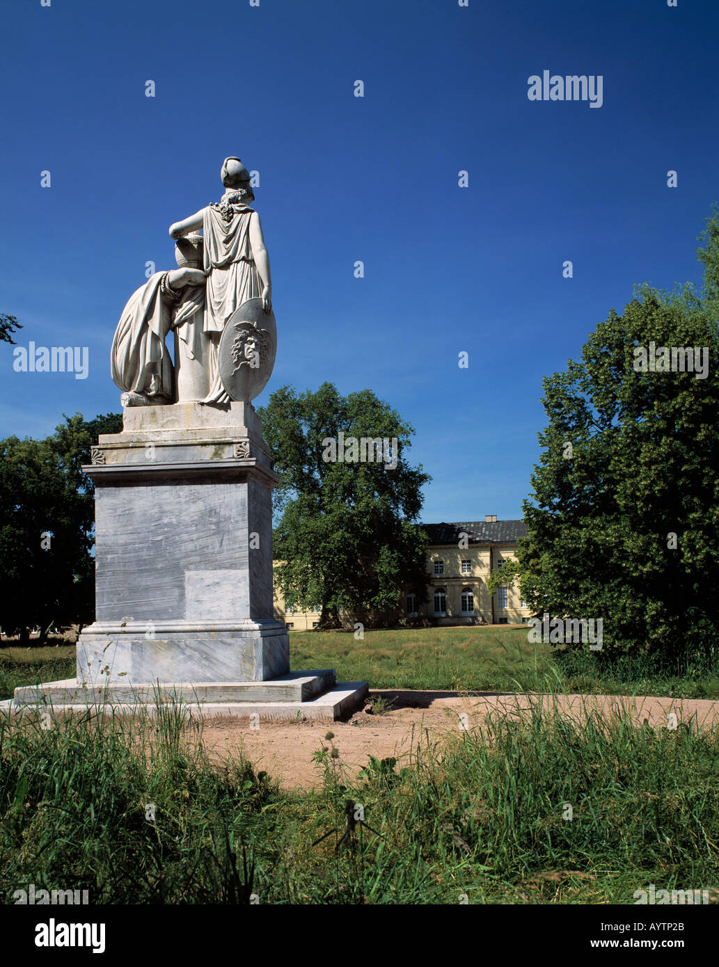 Denkmal Friedrich II im Landschaftspark vor dem Schloss, Neuhardenberg, Maerkisches Oderland, Brandenburg Stock Photo