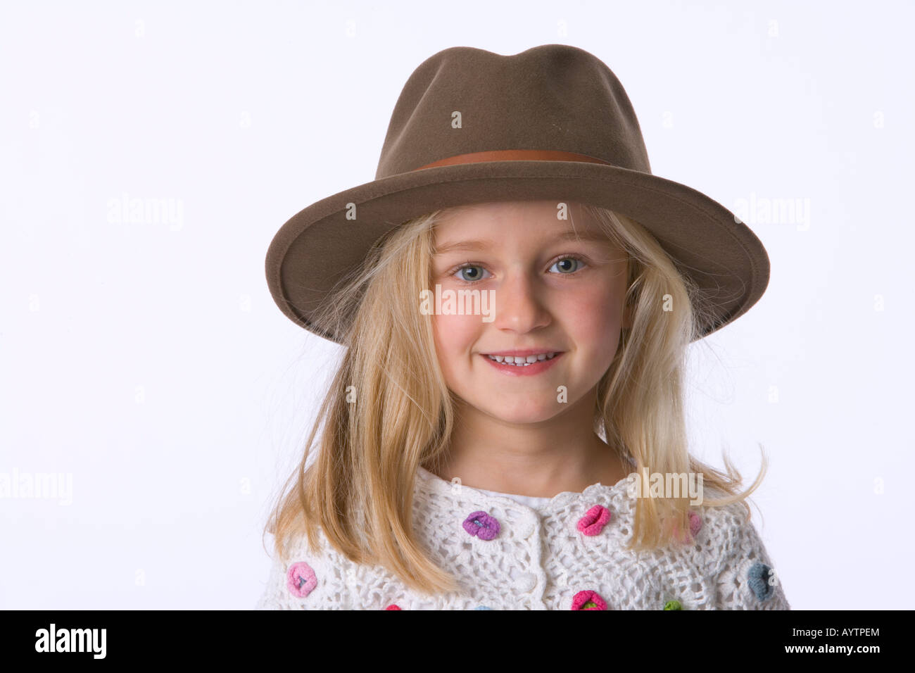 Little girl with a hat Stock Photo Alamy