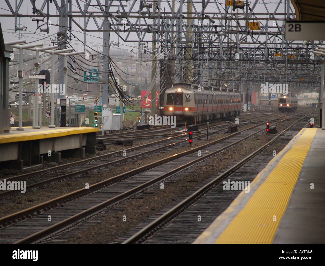 Commuter trains at MetroNorth's Stamford, Connecticut station stop