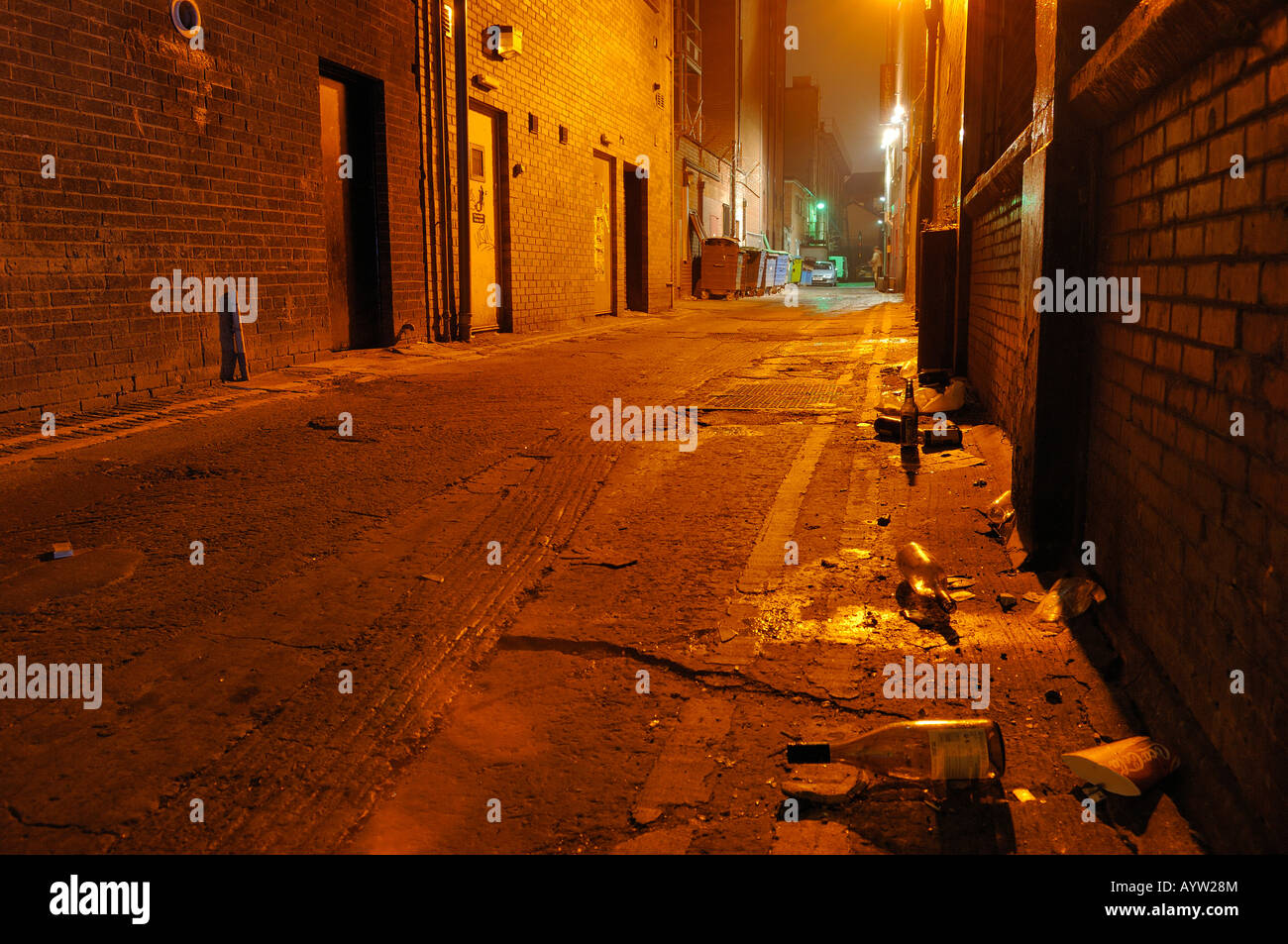 Back streets of Belfast at night Stock Photo