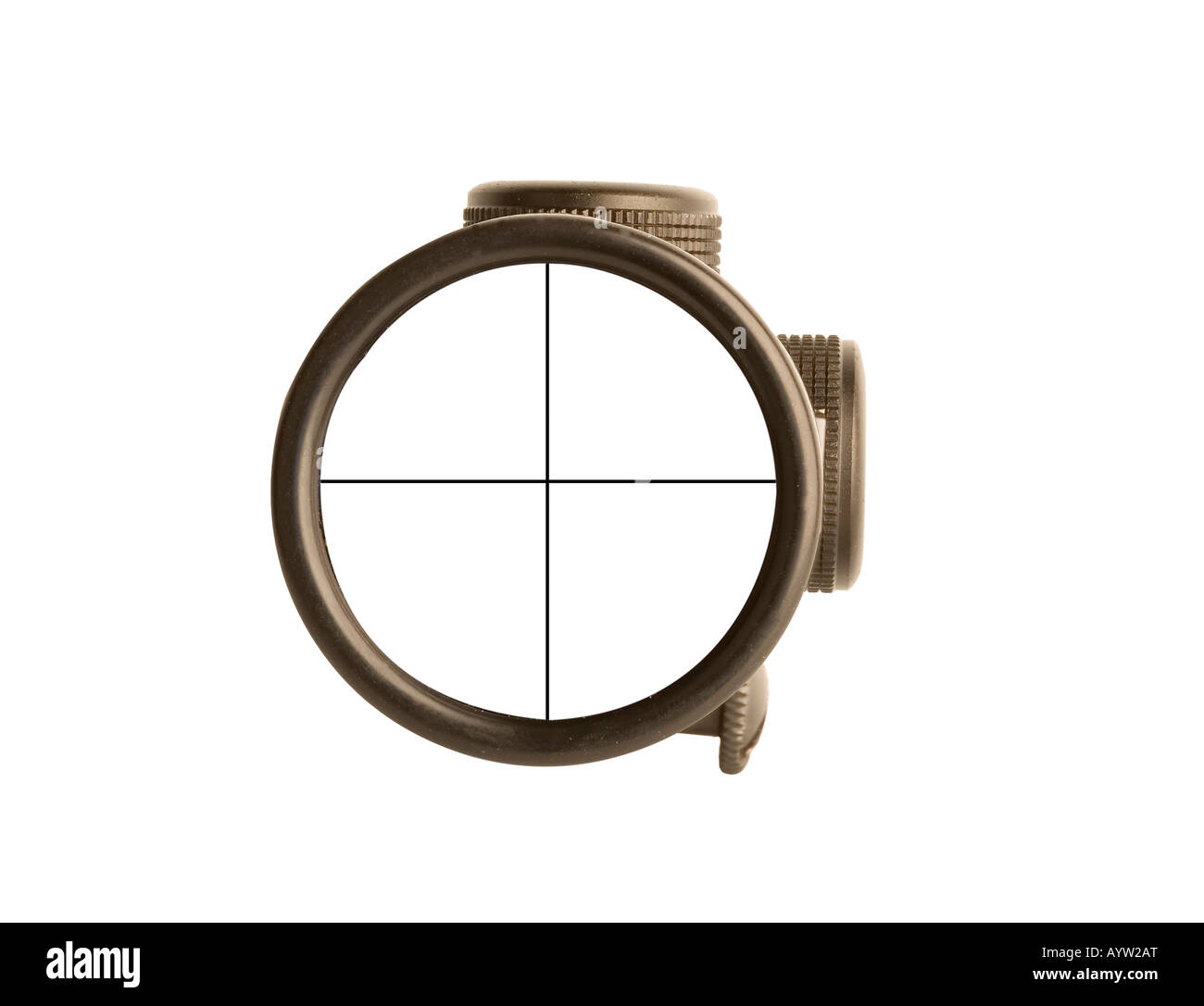 Image of a rifle scope sight used for aiming with a weapon Stock Photo