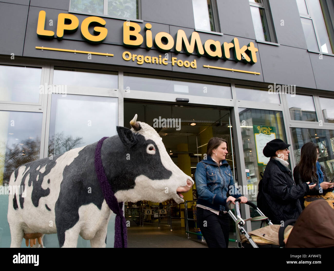Entrance to LPG Biomarkt supermarket in Prenzlauer Berg Berlin Germany 2008 This new chain of supermarkets sells organic produce Stock Photo