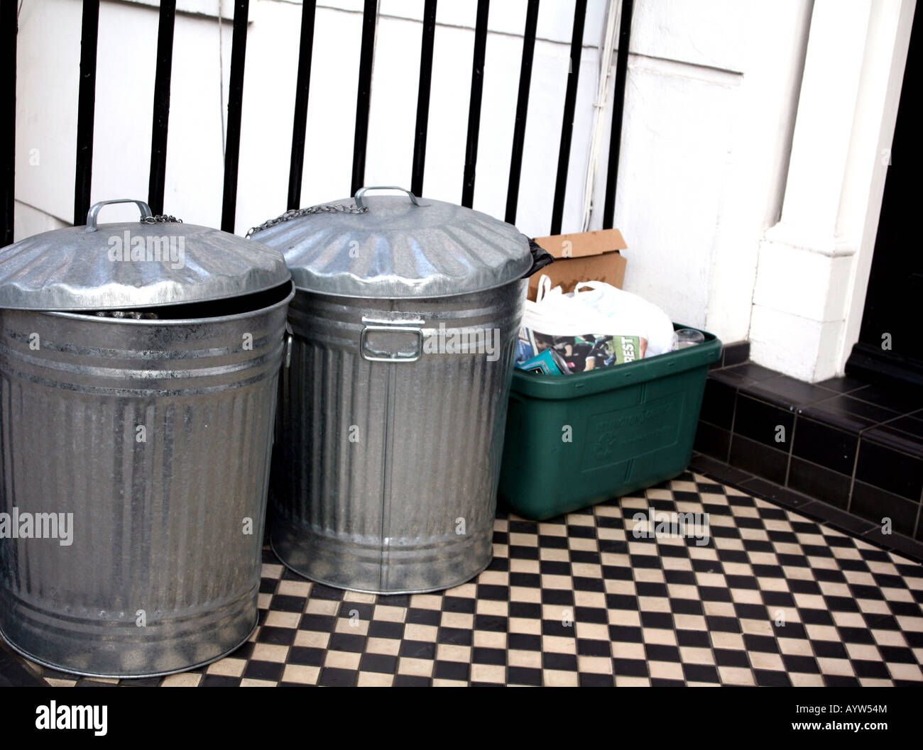 Recycling & rubbish bins on London house doorstep Stock Photo Alamy