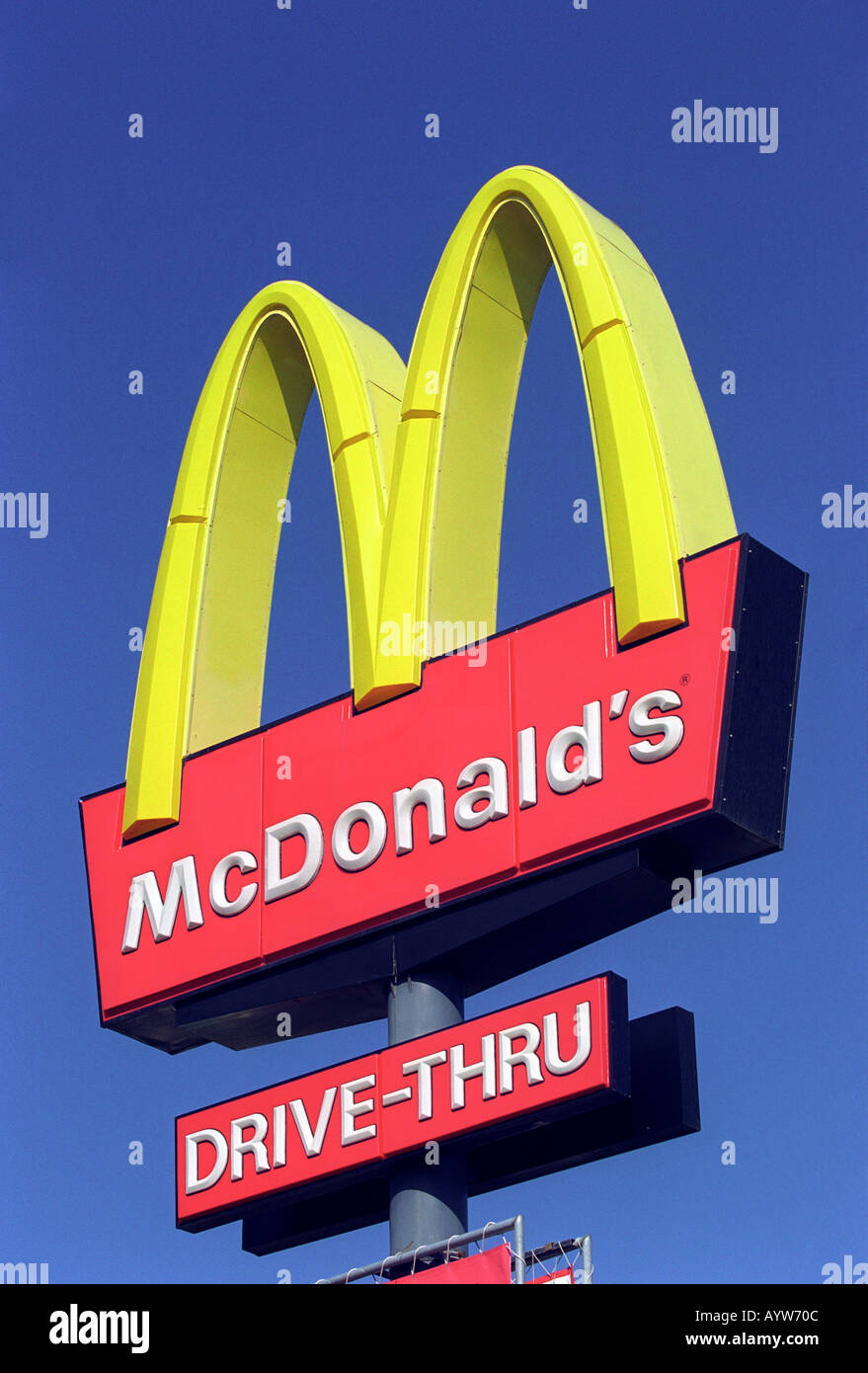 A close up of a McDonald's sign Stock Photo
