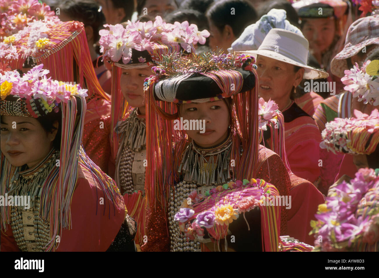 Lisu girl in traditional dress New Year celebrations Mae Salong area