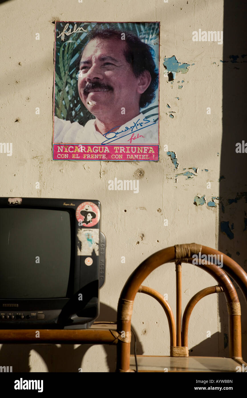 Daniel Ortega poster Sandinista Museum Leon Nicaragua Stock Photo