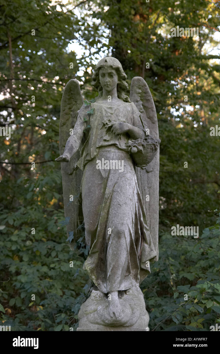 Angel statue in Highgate Cemetery in London England Stock Photo