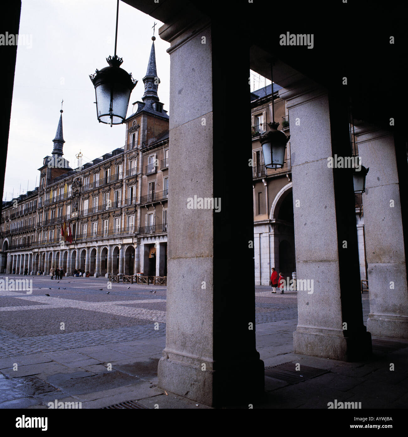Plaza Mayor, Laubengaenge, Arkaden,Madrid Stock Photo