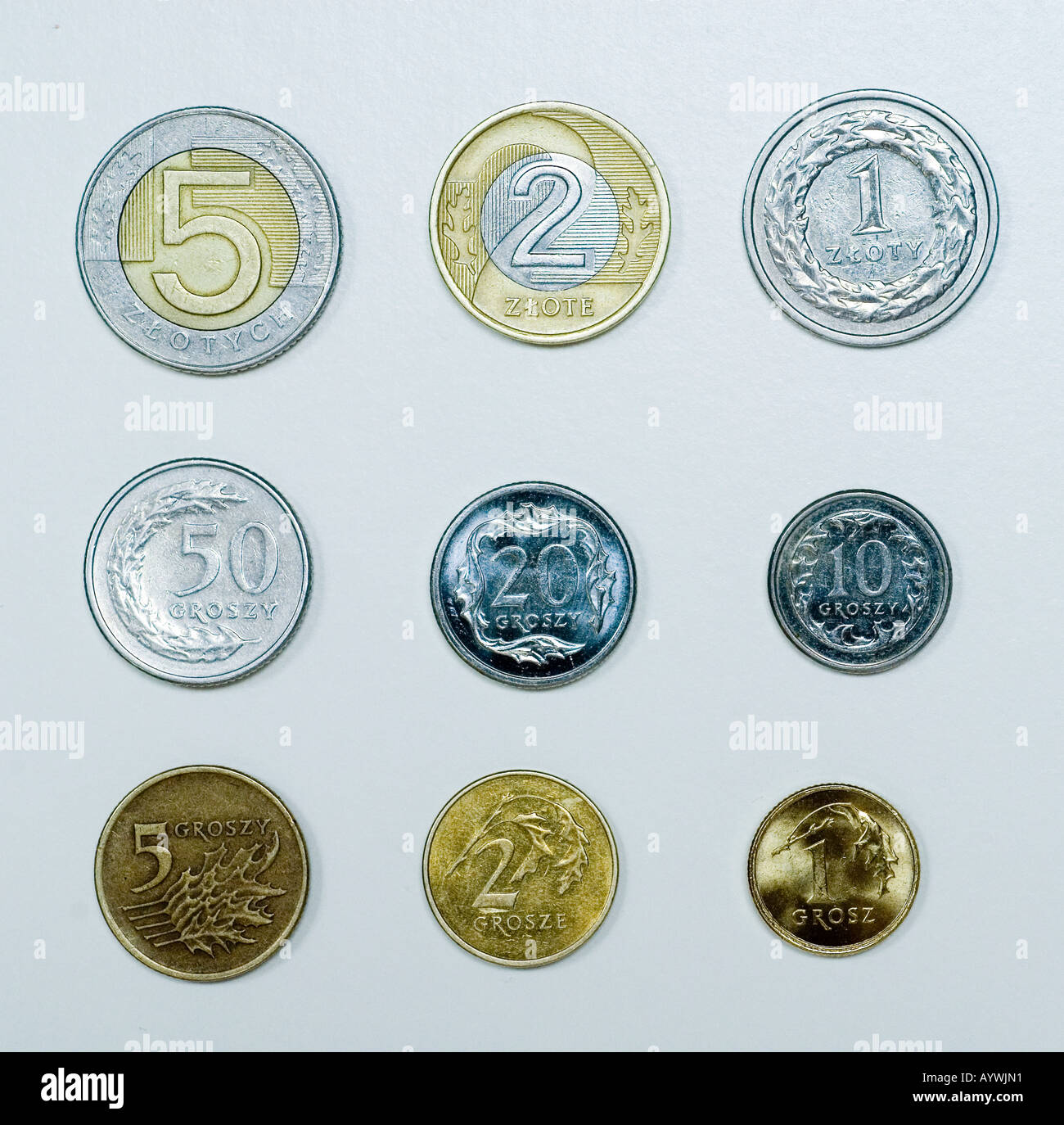 Polish currency units polish coins Stock Photo