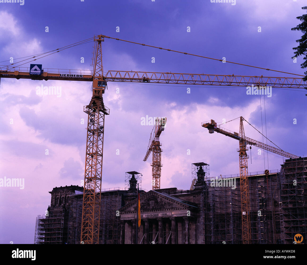 D-Berlin, Reichstag building site, construction cranes, jibs Stock Photo