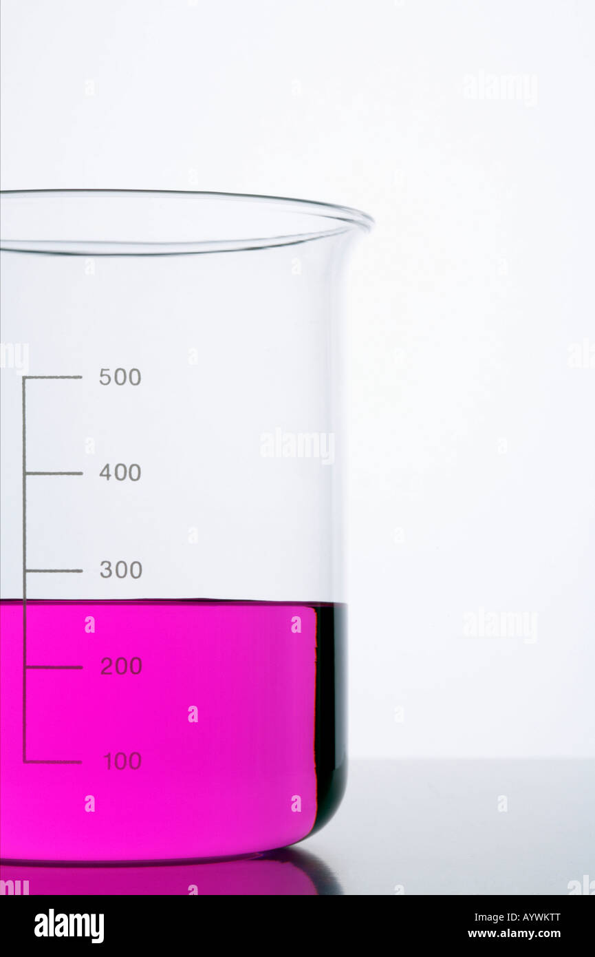 Beaker with a pink liquid Stock Photo Alamy