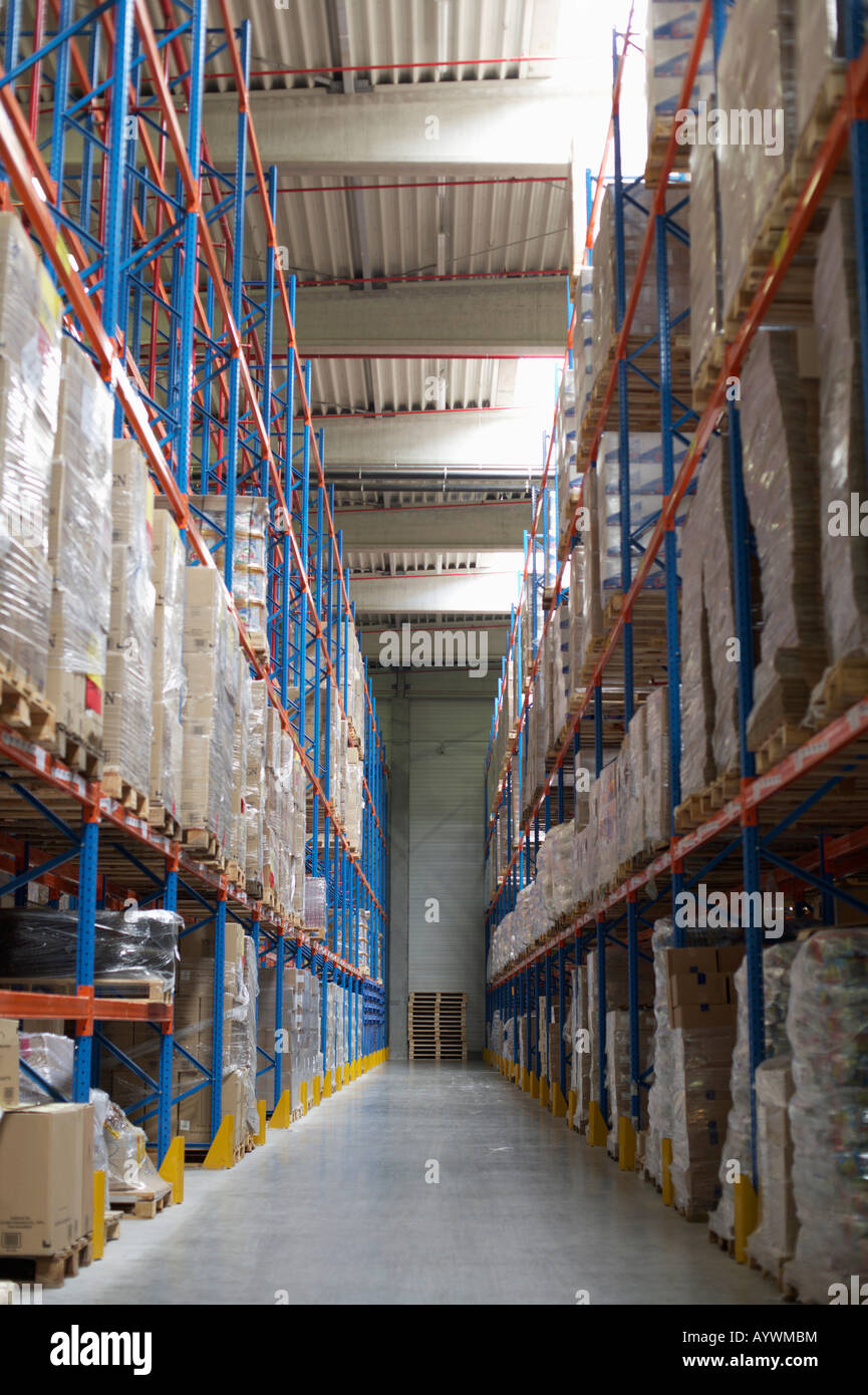 Shelves in a warehouse Stock Photo Alamy