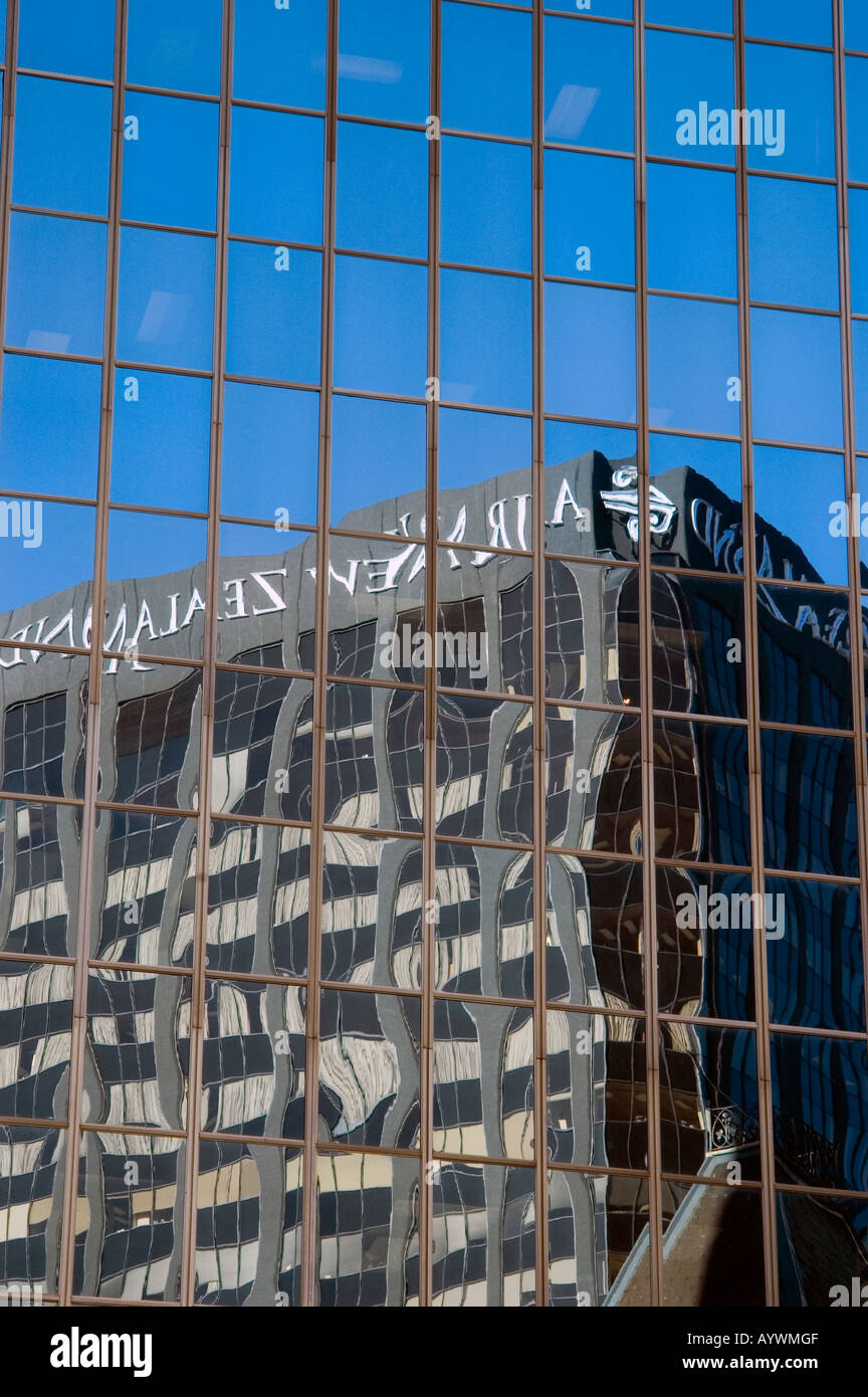 reflections of air new zealand headquarters in auckland new zealand
