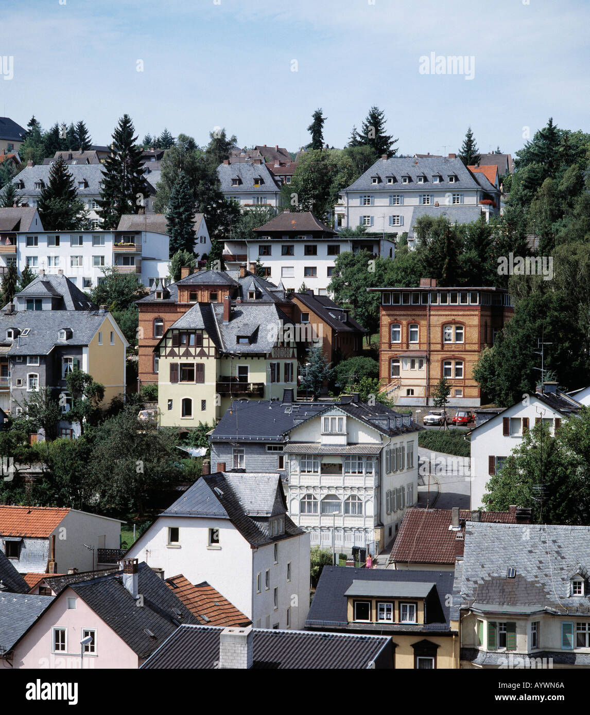 Villenviertel in Bad Schwalbach, Naturpark RheinTaunus, Hessen Stock