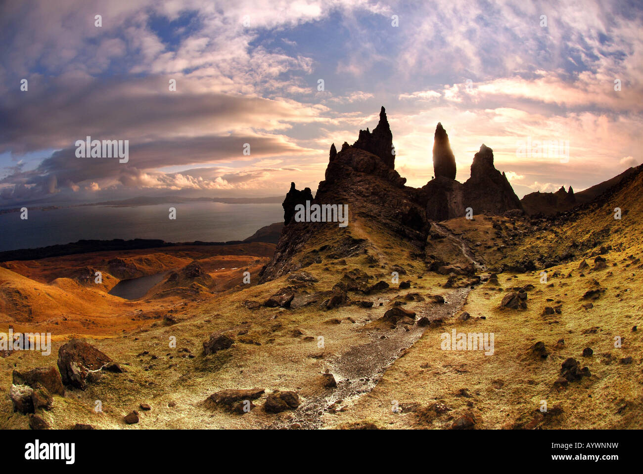 Scotland isle of skye old man of storr Stock Photo