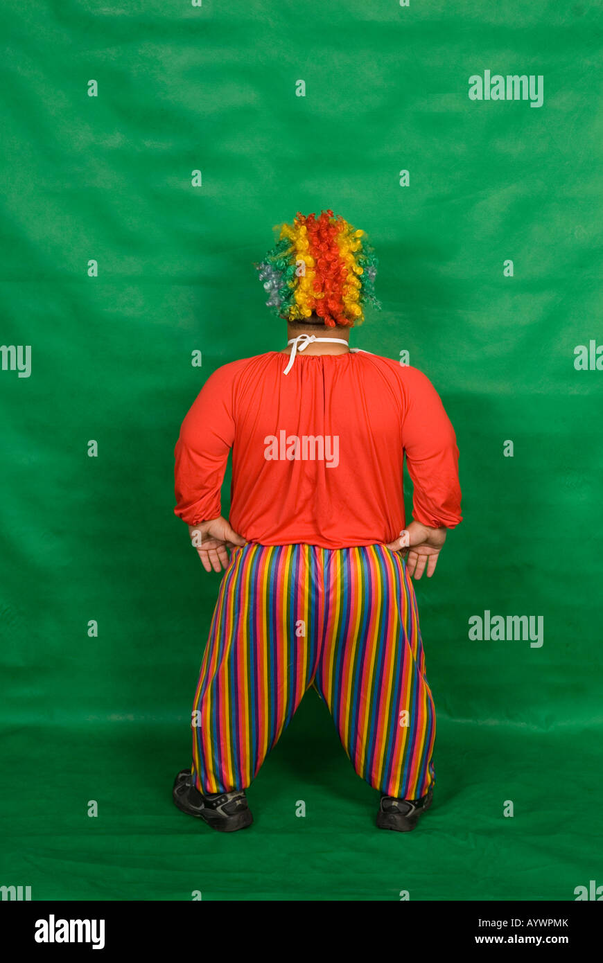 Rear view of a midget clown Stock Photo