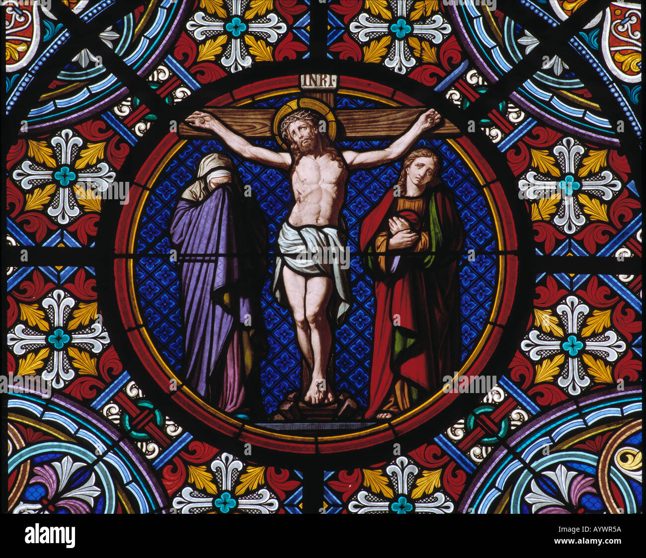 Switzerland, CH-Basle, Rhine, minster, glass window, church window ...