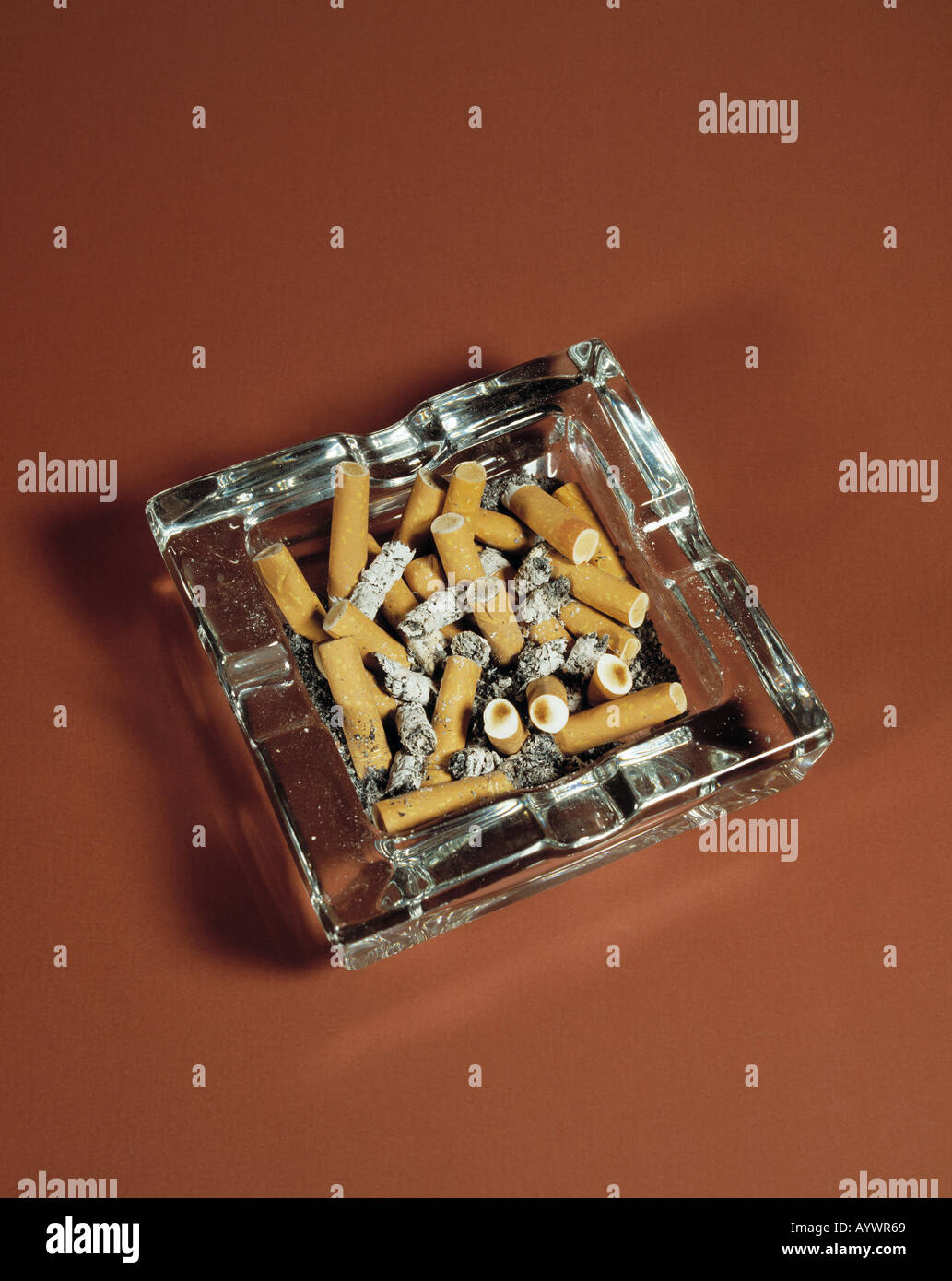 health, full ashtray, overcrowded, cigarette ends, butts, stubs, smoking, cigarette ashes Stock Photo