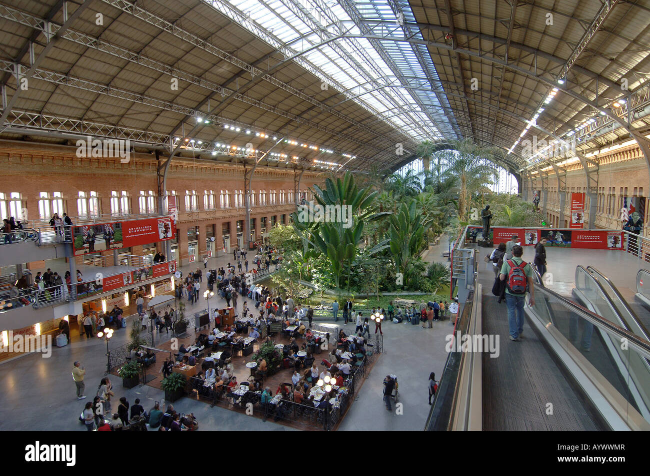 Spain Madrid Atocha Renfe train station main hall Stock Photo