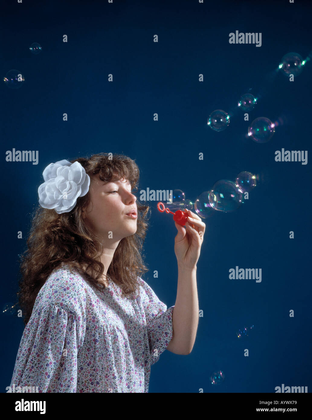 girl, soap bubbles, Babette, people, woman, women, youth, youths, young person, young persons Stock Photo