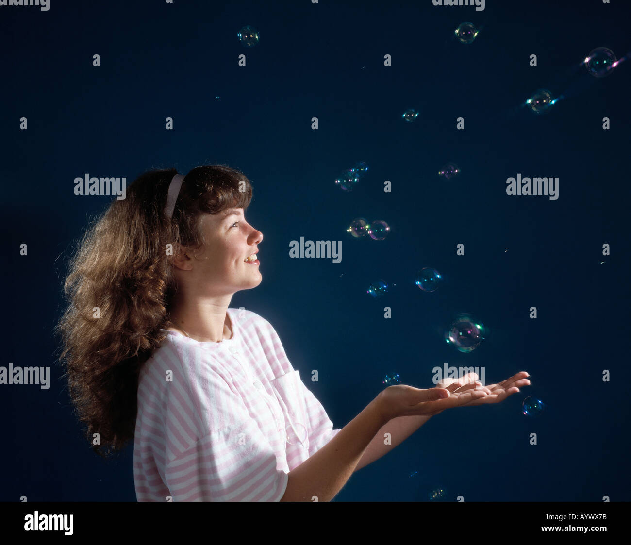 girl, soap bubbles, Babette, people, woman, women, youth, youths, young person, young persons Stock Photo