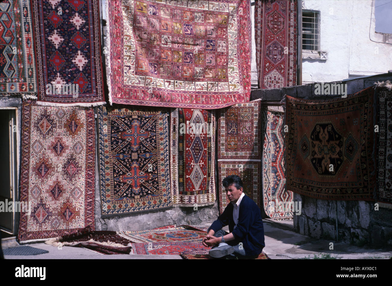 Turkish Rug Merchant Outdoor display of a Turkish rug vendor in Capadocia Central Anatolia ...