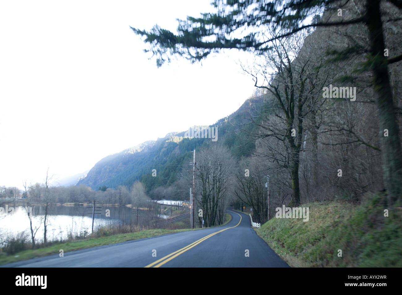 Country road in the Pacific Northwest Stock Photo