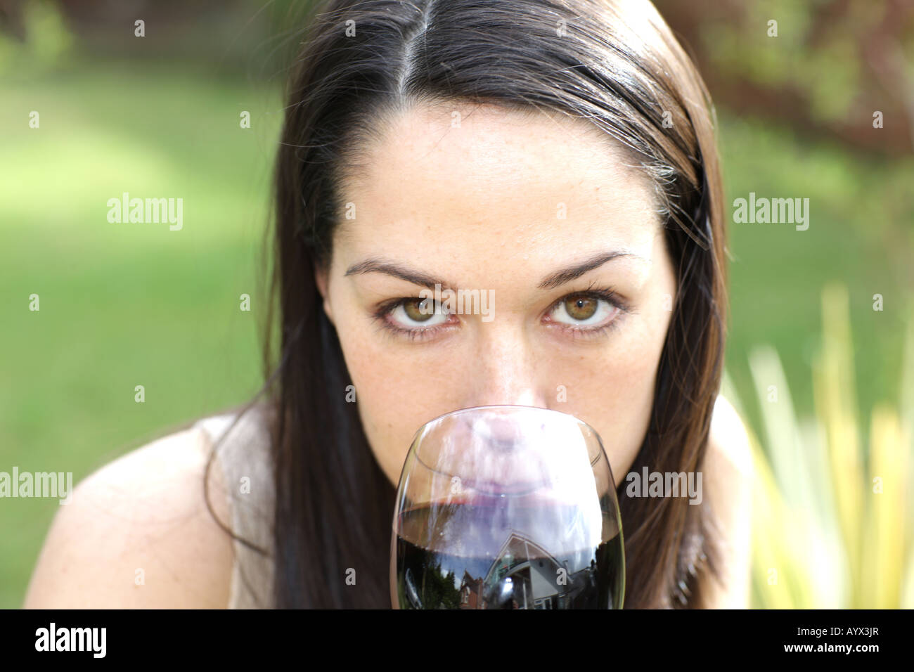 Young Woman Drinking Red Wine Model Released Stock Photo - Alamy