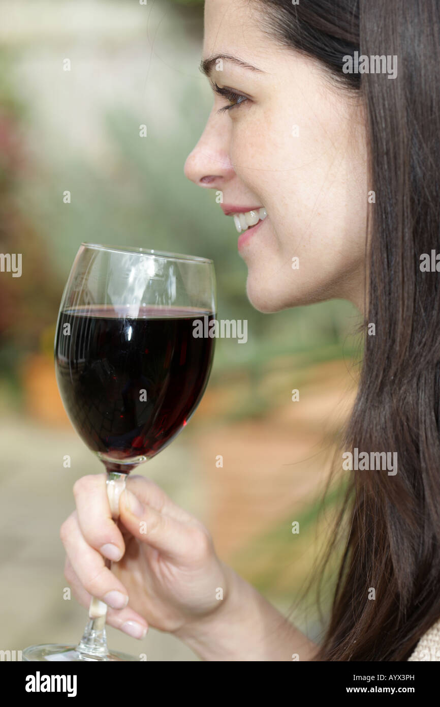Young Woman Drinking Red Wine Model Released Stock Photo - Alamy