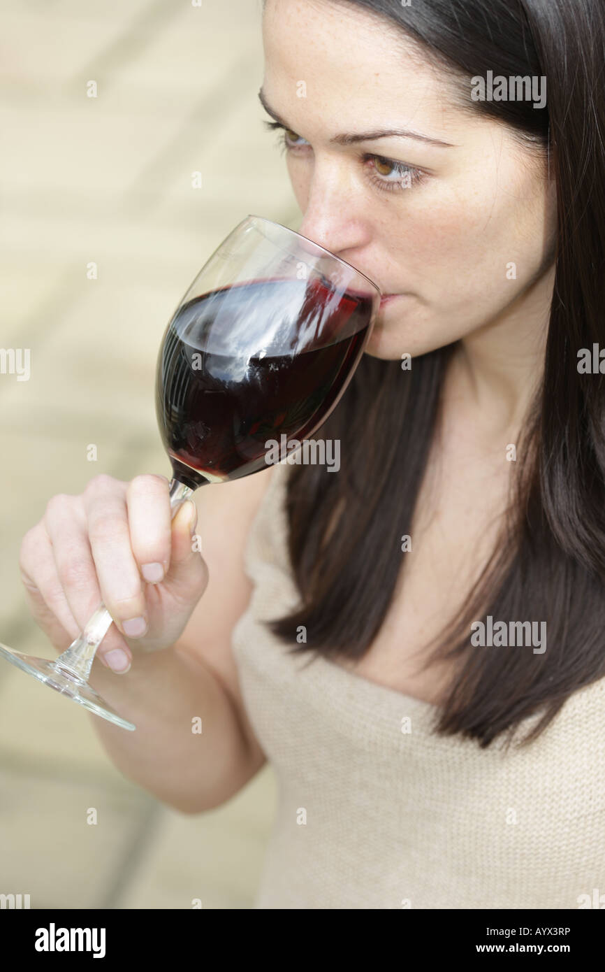 Young Woman Drinking Red Wine Model Released Stock Photo - Alamy