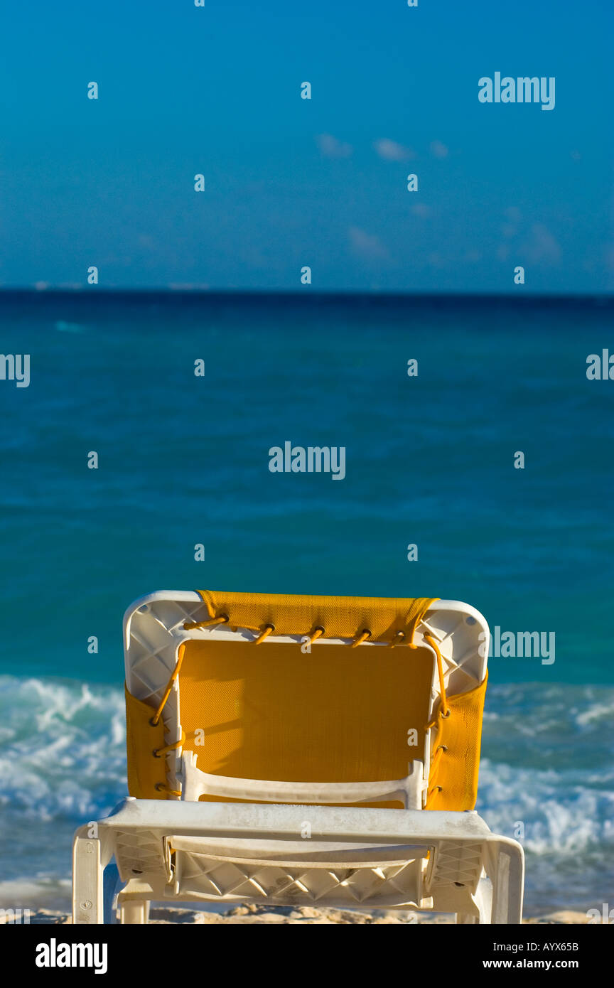 Yellow beach chair Caribbean Mexico Stock Photo Alamy