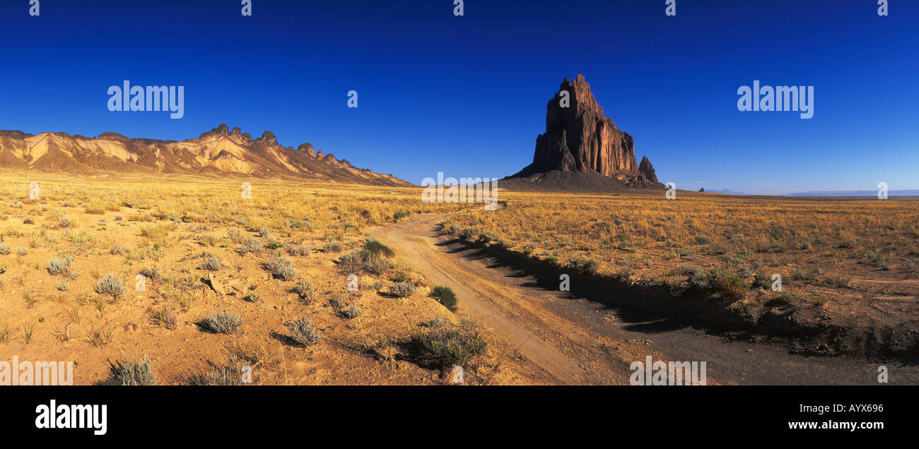 Panorama of Shiprock Navajo Indian Reservation New Mexico USA Stock