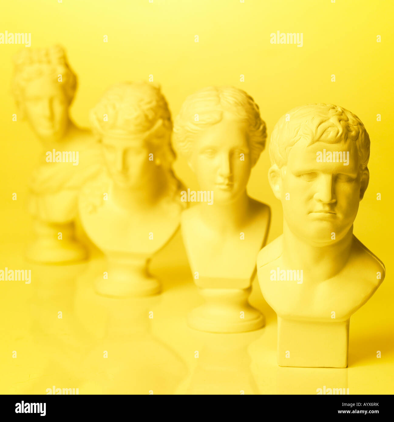 plaster bust with yellow lighting Stock Photo
