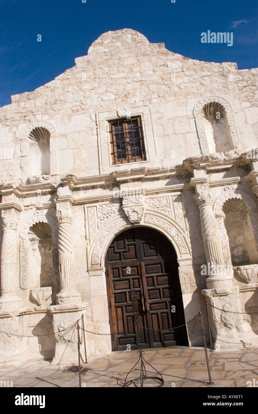 Mission San Antonio de Valero (The Alamo) was established in 1718 as the city’s first mission. Stock Photo