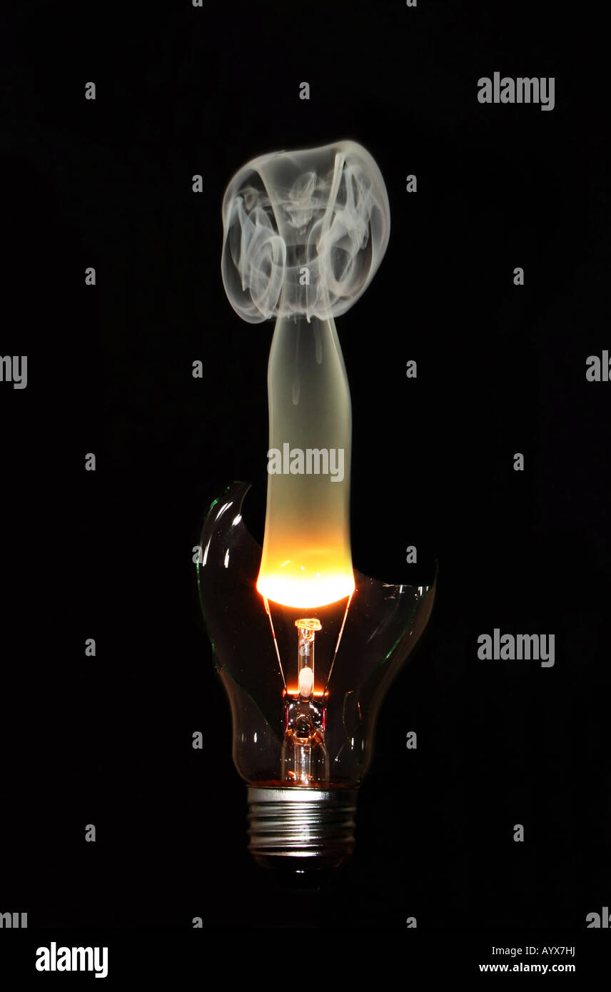 Light Bulb Burning Out With Glass Broken Stock Photo Alamy