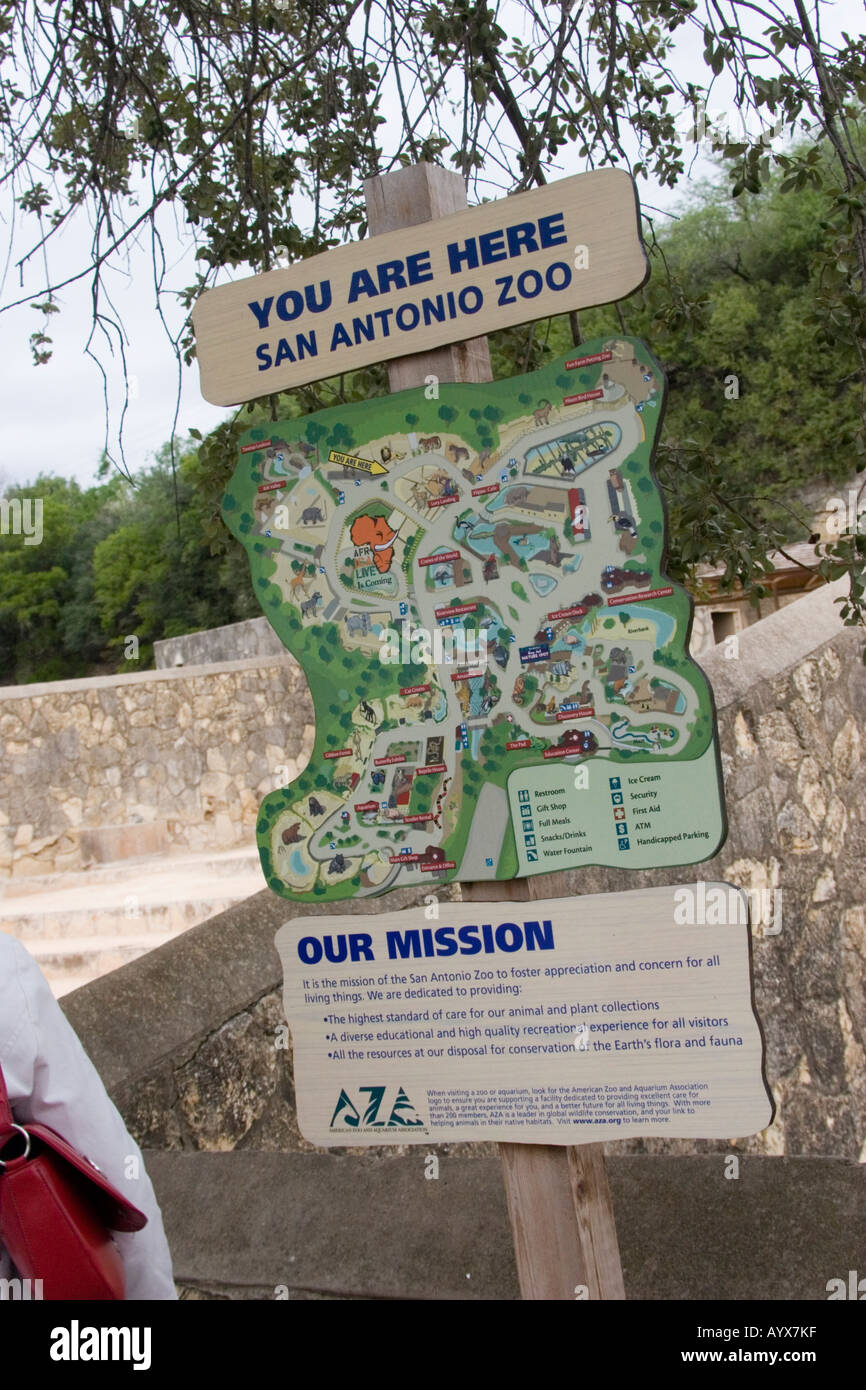 'You are here' map in San Antonio Zoo Texas TX USA Stock Photo