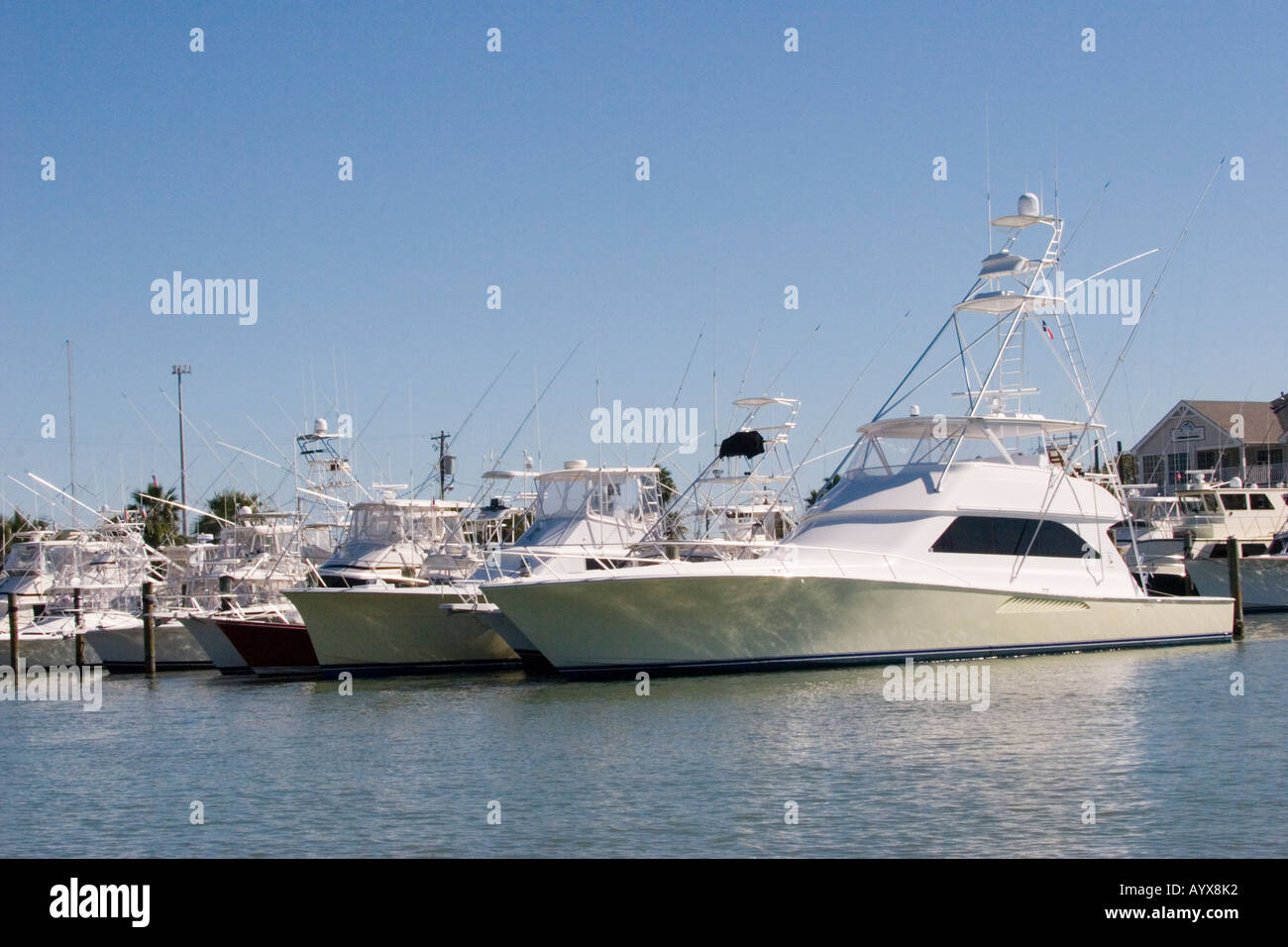 Sport fishing boats Port Aransas Corpus Christi Texas TX USA Stock
