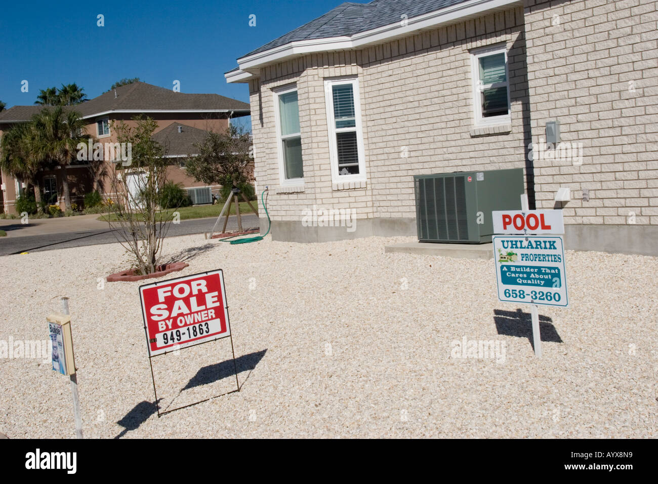 For sale sign Padre Island houses and waterways, Corpus Christi, Texas