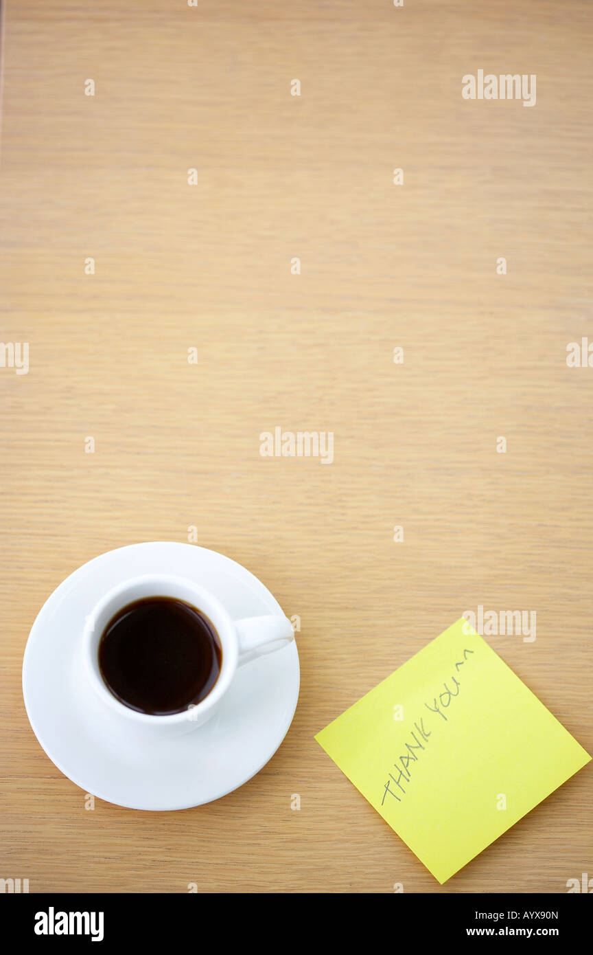 coffee cup and memo Stock Photo