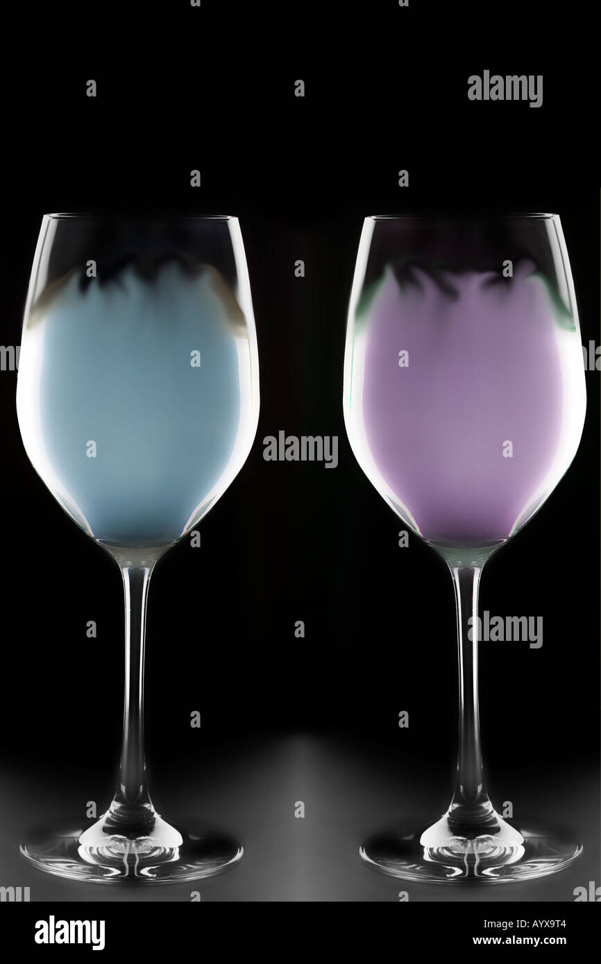 Two wine glasses of poison Stock Photo