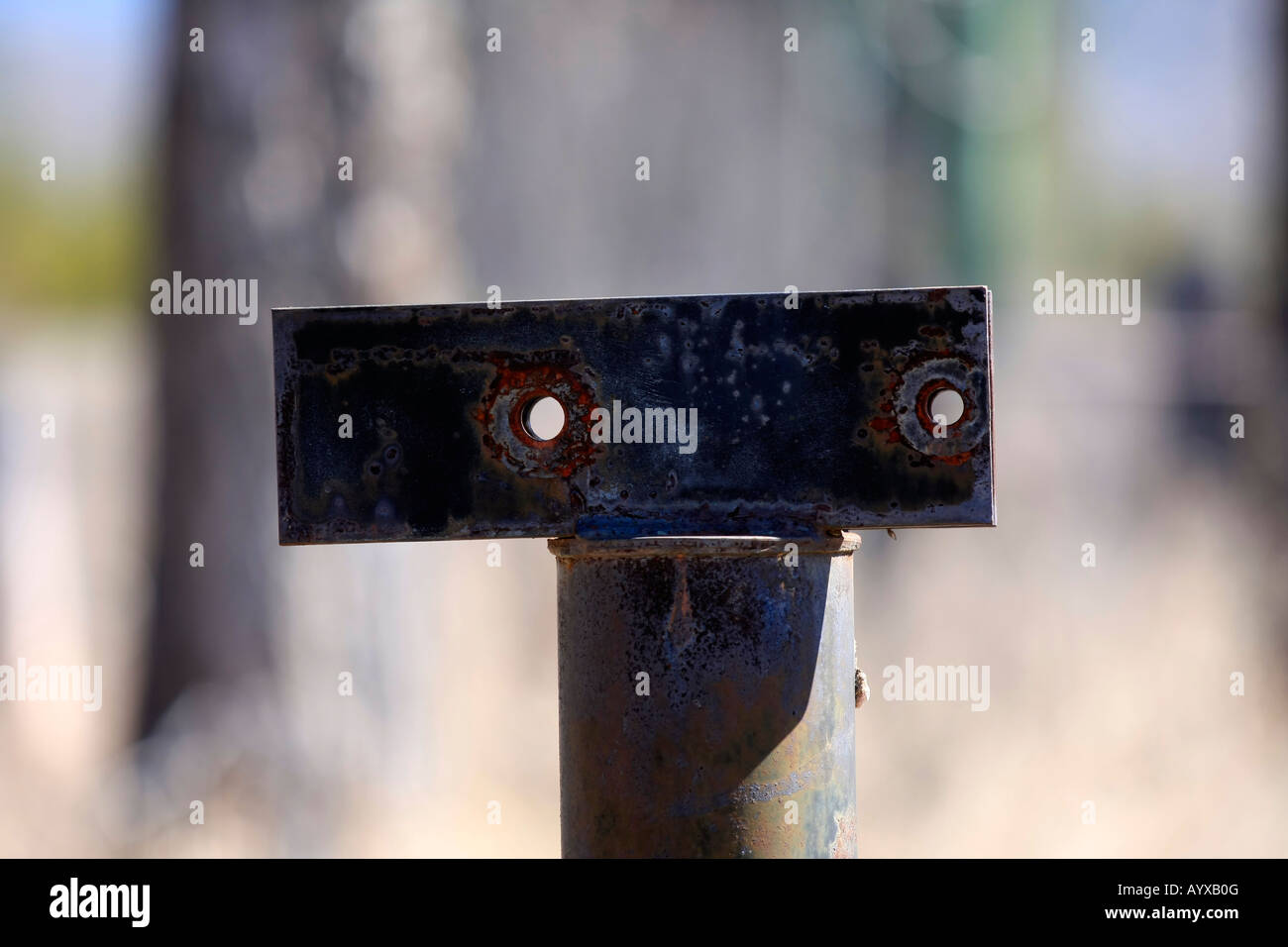 Steel mounting bracket once used for a satellite dish Stock Photo Alamy