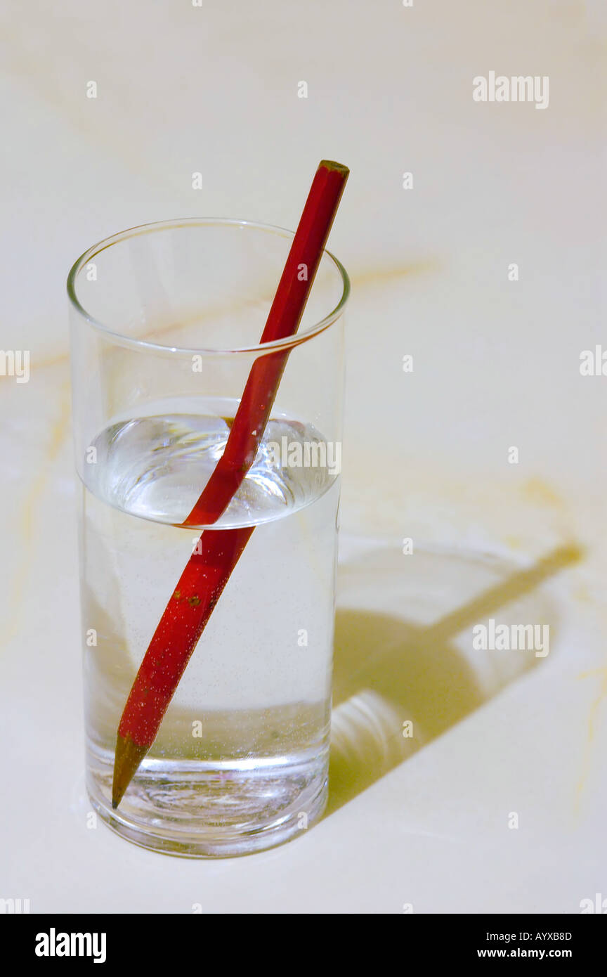 Pencil in glass of water Stock Photo Alamy