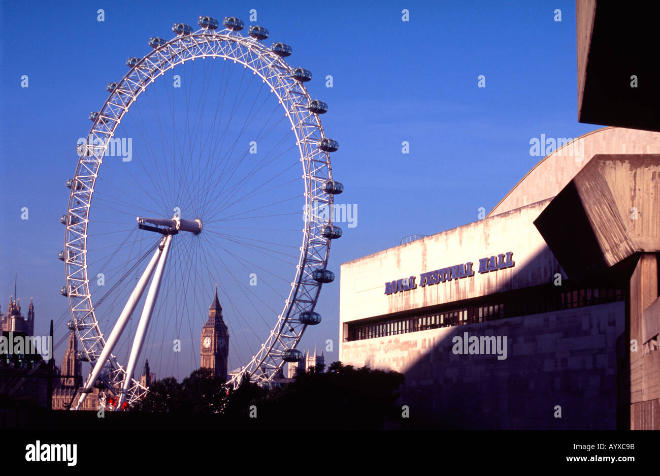 Royal Festival Hall with London Eye Stock Photo - Alamy